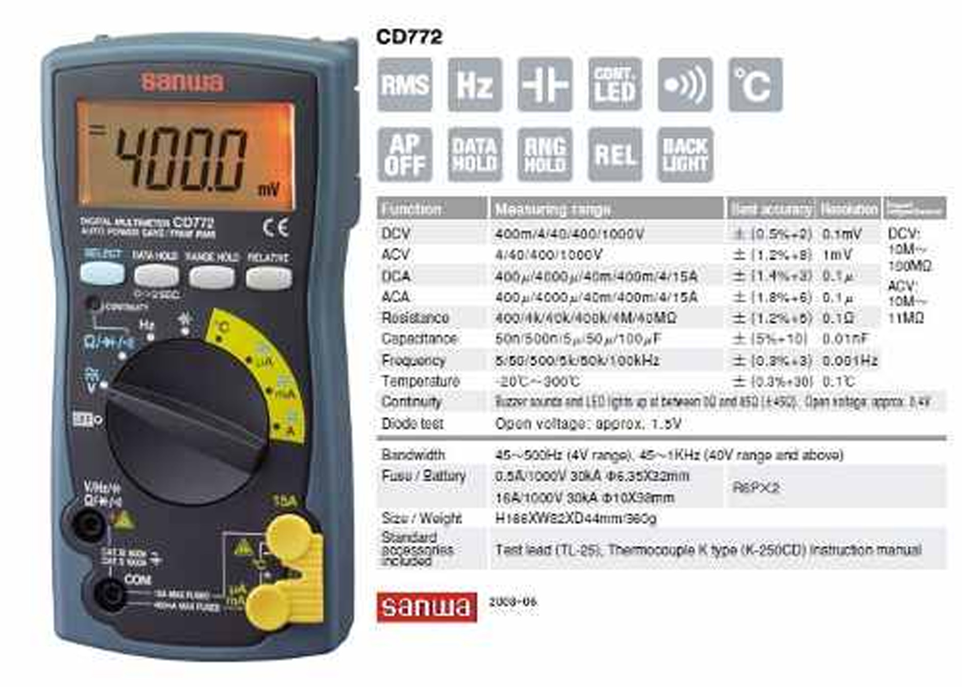 Harga Jual Sanwa CD771 Digital Multitester